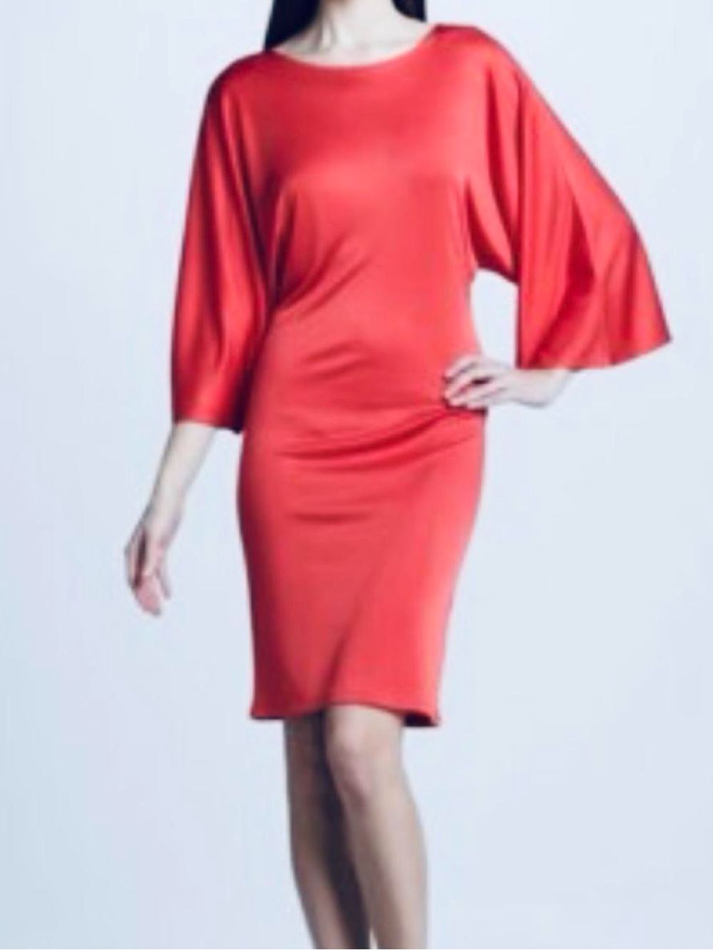 Ralph Lauren Black Label Knee Length Dolman Sleeve Silk Dress Size L.